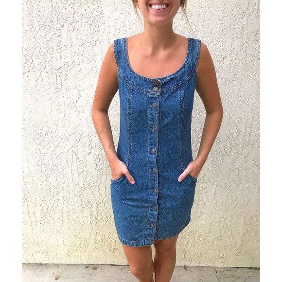Vintage Dresses & Skirts - Vintage Jean Button Down Denim Dress